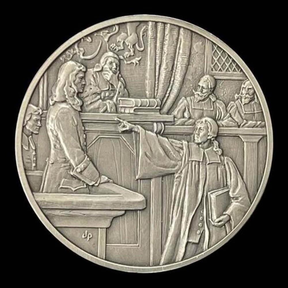 Franklin Mint History of Colonial America Pewter Medal John Culpeper Trial VG